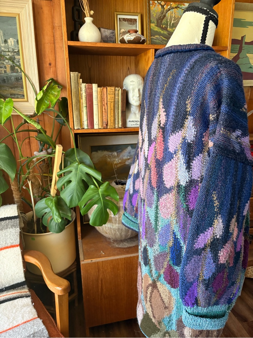 Hand-Knit Colourful Oversize Knit Sweater OS - Picture 7 of 10